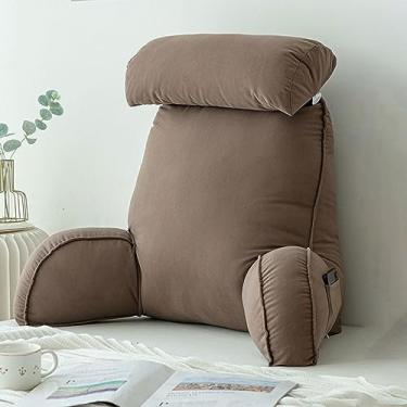 Imagem de Travesseiro premium grande para leitura e TV, almofadas de encosto multifuncionais para sofá e cabeceira almofada de encosto almofada de apoio para as costas com descanso de braço para leitura e