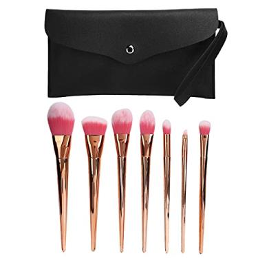 Imagem de Conjunto de pincéis cosméticos profissionais, blush de cabelo macio, pincel de pó solto, ferramenta de maquiagem com bolsa para iniciantes e profissionais, 7 peças com bolsa de
