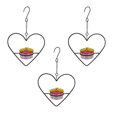 Imagem de Alimentador de pássaros para ambientes externos | 3 x alimentador de água para beija-flor ao ar livre | À prova de formigas e abelhas, empilhável, recipiente de comida de pássaro de metal para galhos