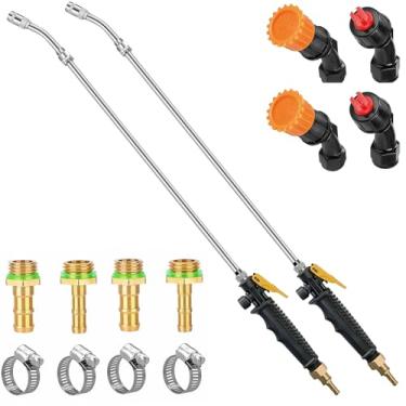 Imagem de 2 peças de varinha de pulverizador com 3 tipos de bocais, haste de pulverizador de substituição de bocal de ventilador, substituição de varinha de pulverizador de aço inoxidável com farpa de latão de