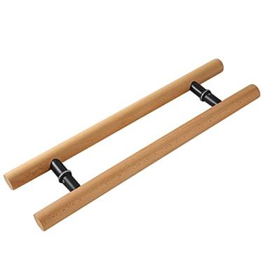 Imagem de Puxador de porta de celeiro deslizante de madeira, puxador de porta natural, puxador de porta de garagem, interior exterior resistente, maçanetas de portas de vidro/metal/garagem, fácil de instalar