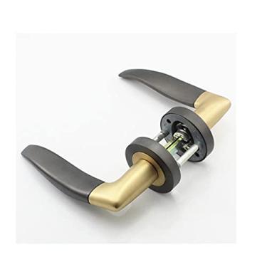 Imagem de GAORUIFENG Fechadura de porta de passagem de liga de zinco fechadura de encaixe europeu forma torcida maçaneta de alumínio para corredor de sala de estar (cor: B) (A)