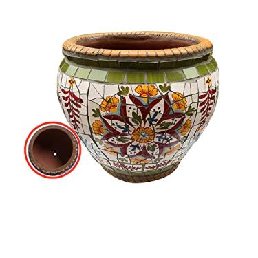 Imagem de EESCZVGBDX Vaso de cerâmica colorido pintado à mão Vaso de cerâmica vaso de flores grande decoração de jardim varanda vaso bonsai rural pátio externo
