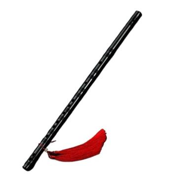 Imagem de Flauta de bambu de madeira preta para iniciantes instrumento profissional uma seção com acessórios