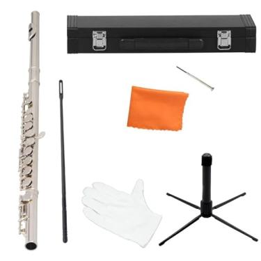 Imagem de Flauta transversal profissional com 16 furos fechados para flauta C com caixa de pano