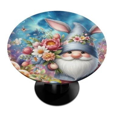 Imagem de hongjinglin Toalha de mesa redonda com borda elástica de Páscoa, toalha de mesa redonda limpável para ambientes internos e externos, pátio, jantar, cozinha, festival, decoração para mesas de 114 a 127