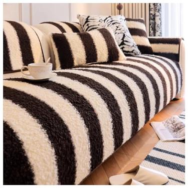 Imagem de SPXMQSS Capa para sofá, capa de sofá macia para seção, universal, antiderrapante, em forma de L, espessa, quente, capa de almofada de sofá 1/2/3/4 lugares C 110 x 240 cm