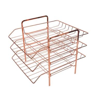 Imagem de MERIGLARE Organizador de mesa para arquivos, com 3 divisórias, estrutura para documentos, correspondências e cadernos. Ideal para uso escolar e no escritório.