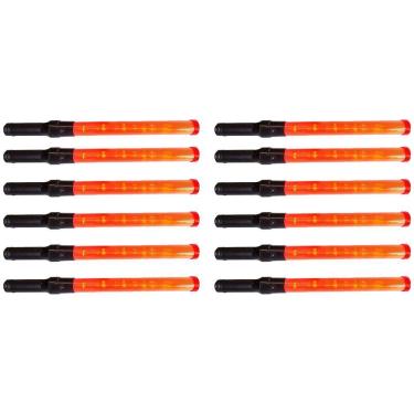 Imagem de Bastao Sinalizador Kit 12 Unidades Fluorescente Transito Estacionamento Aeroporto Estrada Sinalizaça