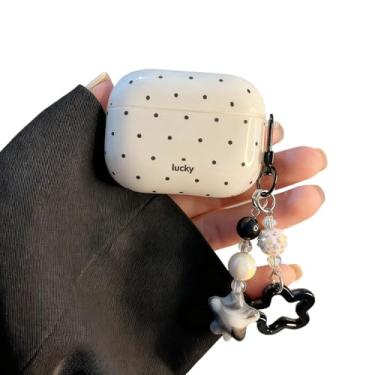 Imagem de AiDianFuYa Capa de bolinhas brancas e pretas para Airpods 4, estampa estética vintage, elegante, luxuosa, retrô, meninas, mulheres, capa protetora para Airpod 4ª geração (para AirPods 4)