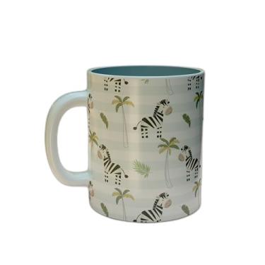Imagem de Caneca Xícara de Café Porcelana 300ml Com Design de Zebras e Palmeiras