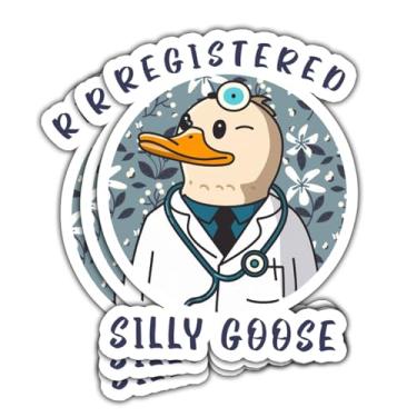 Imagem de (3 peças) Adesivo holográfico registrado Silly Goose adesivo engraçado de ganso adesivo de vinil à prova d'água para laptop garrafa de água copo capa de telefone chapéu capacete presentes 7,6 cm x 7,6