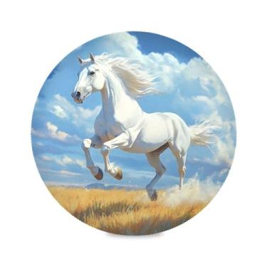 Imagem de xigua Jogo americano redondo galopante cavalo conjunto de 1 para mesa de jantar, tapetes de mesa antiderrapantes laváveis e resistentes ao calor para decoração de festa, cozinha, jantar
