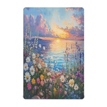 Imagem de STAYTOP Lençol de berço com pintura em aquarela de flores silvestres para meninos e meninas, lençol com elástico para berço padrão e colchão infantil, de microfibra supermacia, 132 × 71 x 22 cm