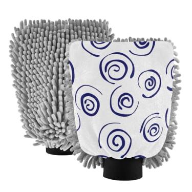 Imagem de STAYTOP Luvas de lavagem de carro espirais azuis, 2 peças, luvas de microfibra de chenille, sem arranhões, panos de esponja de lavagem ultra absorventes para carros, limpeza doméstica - M