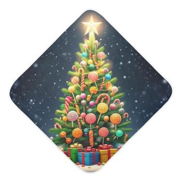 Imagem de Burbuja Toalha de banho de árvore de Natal para bebês - Toalha com capuz de musselina macia e absorvente para recém-nascidos, 89 x 89 cm