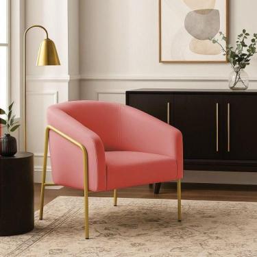 Imagem de Poltrona Sala Industrial Alta Dourado Stella Suede D03 - D'rossi Cor R