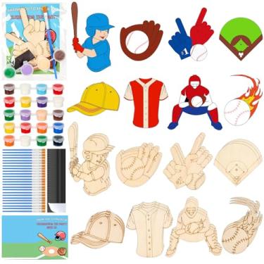 Imagem de 24 Set Baseball Party Favors - Wooden Painting Craft Kits with Magnets & Thank You Cards - Sandlot Baseball Sports Theme Gifts Themed Party Decorations Birthday Goodie Bag Stuffers Classroom Prizes