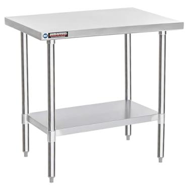 Imagem de DuraSteel Mesa de trabalho de aço inoxidável 61 x 91 cm – mesa de metal NSF Commercial Prep – suporte para forno de pizza ao ar livre com prateleira embaixo da prateleira – cozinha ilha lavanderia