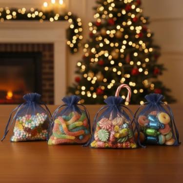 Imagem de 50 peças de sacos de presente de organza com cordão transparente para lembrancinhas de casamento de doces, embalagem de joias, suprimentos de embrulho de presente 9 x 12 cm