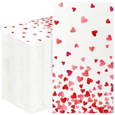 Imagem de 100 peças de toalhas de mão descartáveis de dia dos namorados para banheiro toalhas de papel para convidados lavar suas mãos banheiro decoração dia dos namorados guardanapos de hóspedes para lavabo