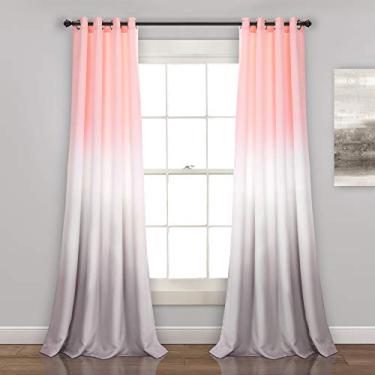 Imagem de Lush Decor, Cortinas Umbre Fiesta Blush and Gray Conjunto de painel de janela com filtro de luz para sala de estar, jantar, quarto (par), 132 cm L x 241 cm C