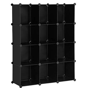 Imagem de SONGMICS Organizador de armazenamento de cubos, conjunto de 12 cubos de plástico, estante de livros, organizadores de armário e armazenamento, organização de quarto, sala de estar, 12,2 x 36,6 x 48,4