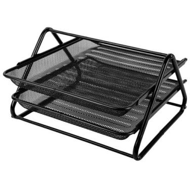 Imagem de Organizador aramado de papeis para escritório com 2 bandejas 29,5x20,5