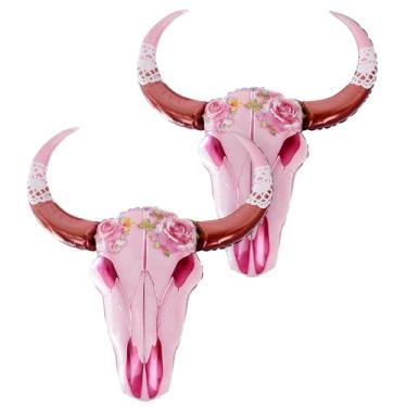 Imagem de 2 balões rosa de caveira de vaca