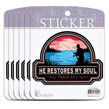 Imagem de Dicksons Adesivo adesivo cristão inspirador para laptops, diários, bíblias, 9 x 12 cm, vinil Fisherman He Restores My Soul Pacote com 6