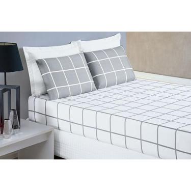 Imagem de Jogo De Cama Lençol 200 Fios Austin Queen 03 Peças - Cinza - Bia Enxov