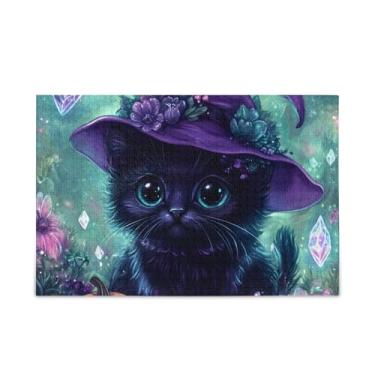 Imagem de 500 Pieces Cute Witch Cat Jigsaw Puzzles Wooden and Paper Combined Funny Adult Puzzles