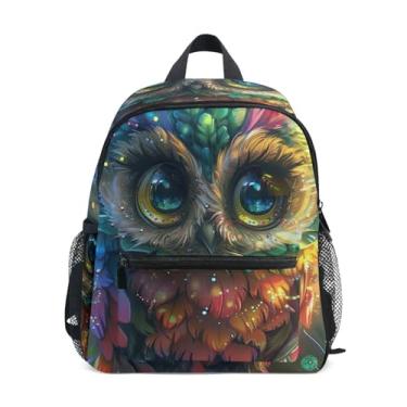 Imagem de GAIGEO Cute Owl Adorable Floral Small Kids Backpack with Whistle, Adjustable Chest Strap, Girl Backpack Lightweight & Compact for Ages 3-8
