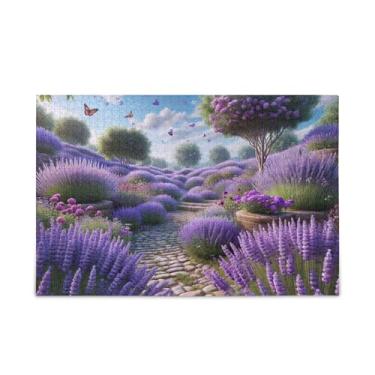 Imagem de 1000 peças lindos quebra-cabeças de jardim lavanda material de madeira e papel, quebra-cabeça para homens