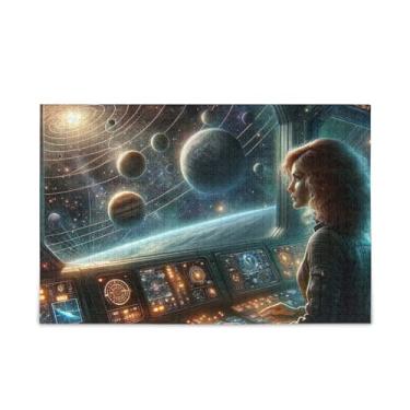 Imagem de Quebra-cabeças do sistema solar para viajantes espaciais DIY com bolsa de armazenamento de malha para adultos, famílias, tamanho final 75 x 50 cm