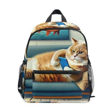 Imagem de GAIGEO Funny Cat Kitten Print Small School Backpack with Whistle, 2 Bottle Pockets, Lightweight, Travel Backpack for Kids 10x4x12 In, for Ages 3-8