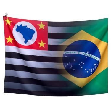 Imagem de Bandeira Decorativa Brasil e São Paulo, Decoração, Bandeira de Parede, Multicolorido, 150x100cm, Mesclada, Uso Interno/Externo, Oxford, Sublimação a Laser