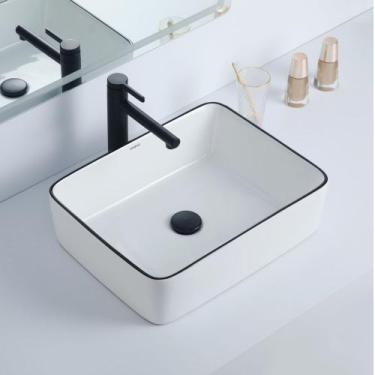 Imagem de Cuba Deend De Cerâmica Rettangolo Squadro Para Banheiro 48x37x13cm