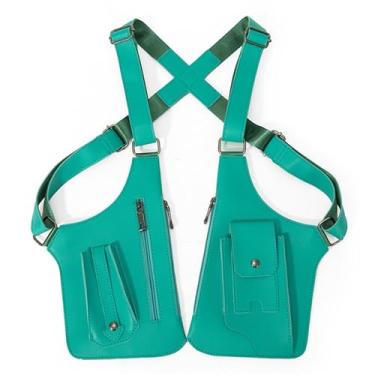 Imagem de Bolsa de ombro masculina retrô | Mochila multifuncional nas axilas para mulheres | Essenciais de viagem ao ar livre, Verde esmeralda, One Size
