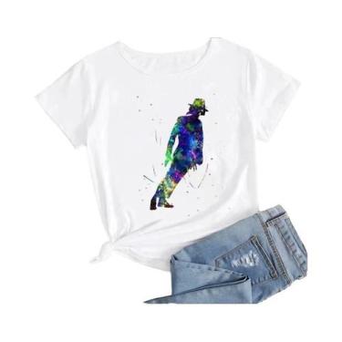 Imagem de Camiseta Gráfica plus Size Feminina Michael Jackson Estilo Harajuku Ro