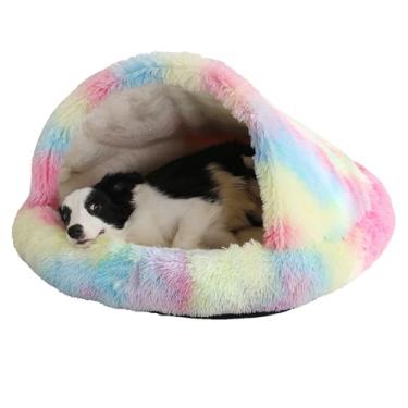 Imagem de Cama tranquilizante para cães echada, cama para gatos, cama grande, capa removível e lavável(Rainbow colors,49")