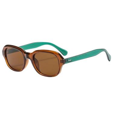 Imagem de Óculos de Sol UV400 - Lentes Ovais Transparentes Estilo Oceano com Rebites - Estilo Punk para Homens e Mulheres - Esportes ao Ar Livre - Corrida - Ciclismo - Marrom - Verde Chá