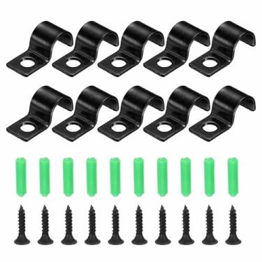 Imagem de HARFINGTON Conjunto de tiras de tubo de 3/8 polegadas, clipe de conduíte de aço carbono, 30 peças, braçadeira de tira de furo único para fixação de cabo de tubo de tubo (10 mm, preto)