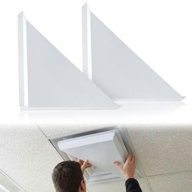 Imagem de Copkim Pacote com 2 desviadores de ar de canto (triângulo) para difusor de ar de teto de 30 x 30,5 cm, defletor de teto comercial, capa de ventilação de CA ajustável, redirecionamento de fluxo de ar