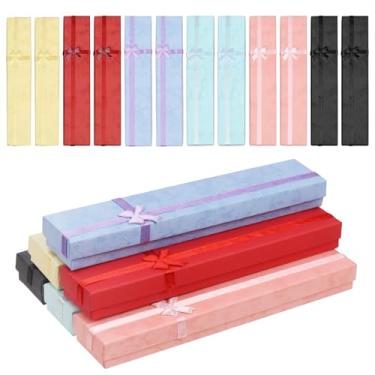 Imagem de Swpeet 24 peças, 6 cores, 2,87 x 1,57 x 0,78 polegadas, caixas de presente de joias com tampas e nó de fita decorativo, caixas de joias de papelão, caixas de embrulho de presente a granel para colares