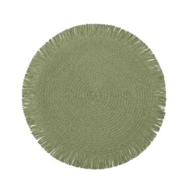 Imagem de Jogo Americano Redondo Desfiado 38cm - Descanso Decorativo para Mesa Kit 2 4 ou 6 Peças Elegante e Resistente ao Calor Para Jantar Casamento e Presentes (VERDE MUSGO,KIT 2 PEÇAS)