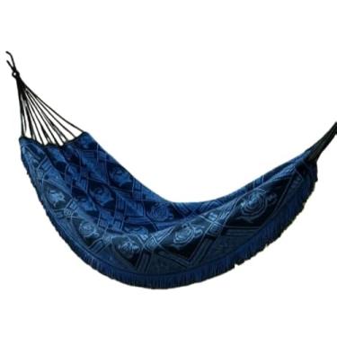Imagem de Rede De Dormir Descanso Casal Indiana Gigante TODA Reforçada 4M para Varandas, Quintais e Piscinas, Design Decorativo para Relaxamento Familiar(AZUL)