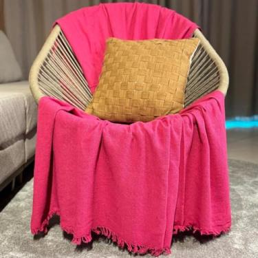 Imagem de Manta para Sofá e Cama, 240 x 180 cm, 100% Algodão, Protetor Gigante (Rosa Pink)
