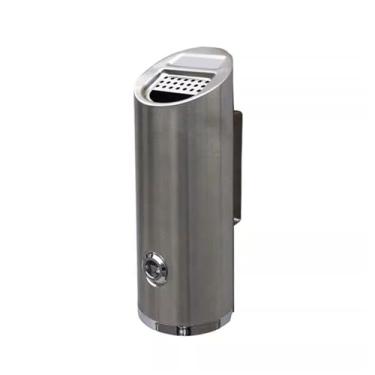 Imagem de Eliminação de pontas de cigarro Cinzeiro de parede em aço inoxidável com suporte vertical para lixo externo recipiente resíduos cinzeiro