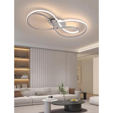 Imagem de Luminária de teto LED para sala de estar, com intensidade regulável e controle remoto. Design moderno e criativo, em acrílico, ideal para iluminação de interiores, quartos e salas de jantar